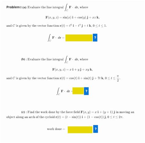 Solved Problem 1 A Evaluate The Line Integral F Dr