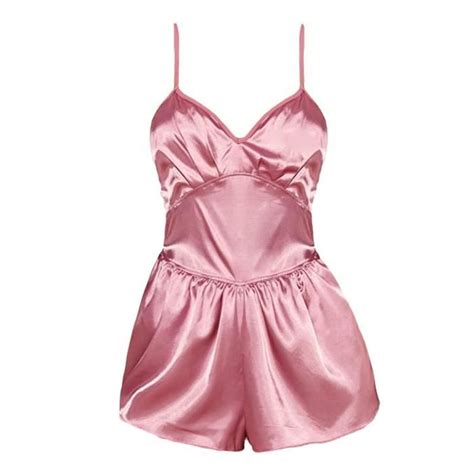 Femmes Sexy Satin Combinaison Shorts Pyjamas V Tements De Nuit Lingerie Babydoll Body