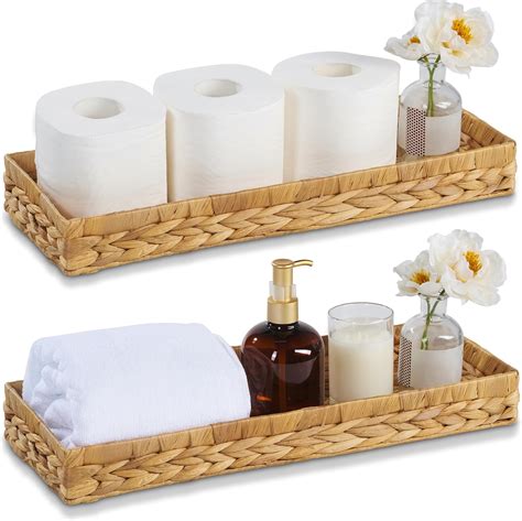 Bluewest Wicker Toilet Tank Topper Basket 2 Pack 17