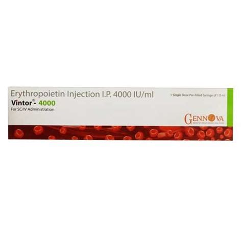 Vintor 4000 IU Erythropoietin Injection IP Gennova Prescription At Rs