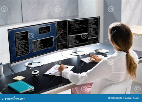 Woman Programmer. Girl Coding Stock Photo - Image of coding, programmer ...