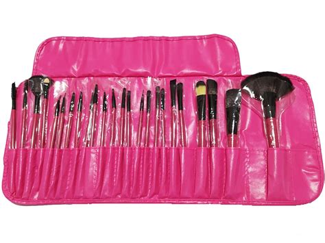 Pincel De Maquiagem Kit C 24 Pincéis Rosa C Preto Glam Web Os