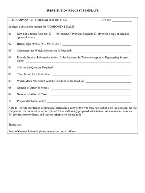 Fillable Online Substitution Request Form Fill And Sign Printable