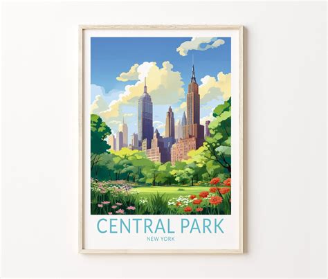 New York Central Park Travel Poster Central Park Travel Poster Print