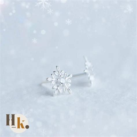 S925銀鑲鑽雪花耳釘 Haoki飾品