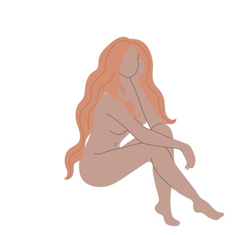 Nude Woman Sitting Isolated On White Background Vector Art At Vecteezy