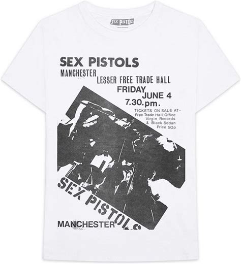 Sex Pistols Manchester Flyer Heren T Shirt XS Wit Bol