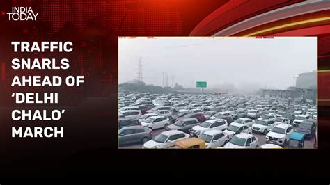 Huge Traffic Jam On Delhi Gurugram Highway As Farmers Gear Up For