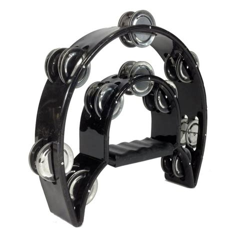 Double Row Tambourine Metal Jingles Hand Held Percussion Ergonomic