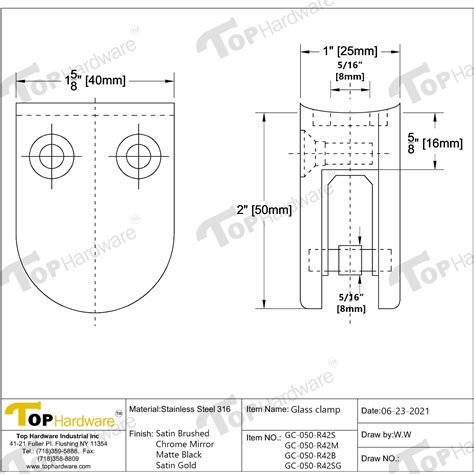 Gc 050 R42 Stainless Steel 316 Grade 1 5 8″ Od Round Back D Glass Clamp 54 X 40 Mm For 3 8