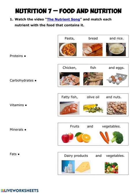 food  nutrition  worksheet  grade