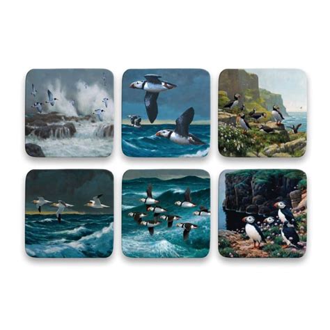 Julian Friers Seabird Coaster Set Island Blue Tobermory