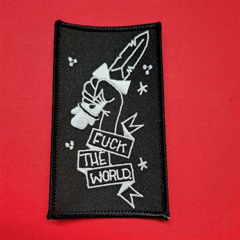 Fuck The World Embroidered Patch Rock N Roll Knife Fi