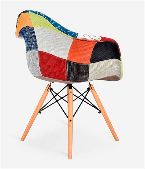 Кресло DSW пэчворк на деревянных ножках - купить в интернет магазине Get.ru