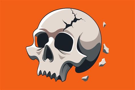 Premium Vector A Stylized Skull With Visible Cracks On A Bold Backdrop