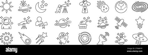 Astronomy Icons Space Icons Set Telescope Astronaut Observatory