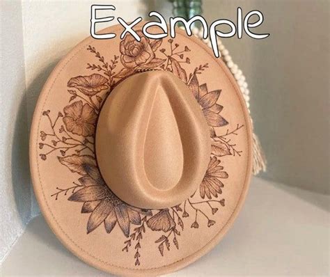 Tan Custom Burned Hat Etsy Custom Cowboy Hats Painted Hats Felt