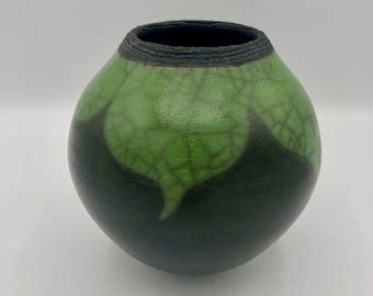 Black And Gray Naked Raku Decorative Vase Etsy