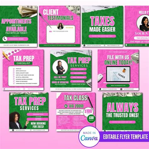 tax prep flyer bundle template editable  customizable