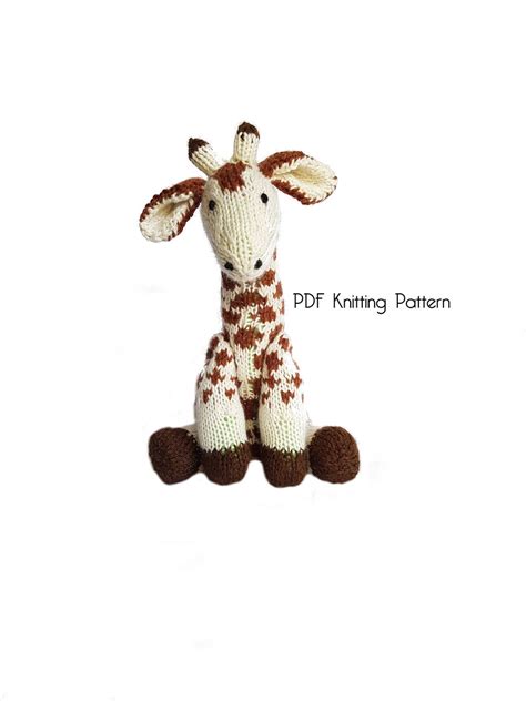 Knitted Giraffe Pdf Pattern Knitting Pattern Diy Knitted Giraffe