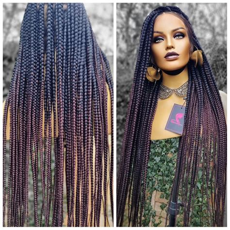 April Knotless Medium Box Braided Wig Full Lace Wig Ombre 33