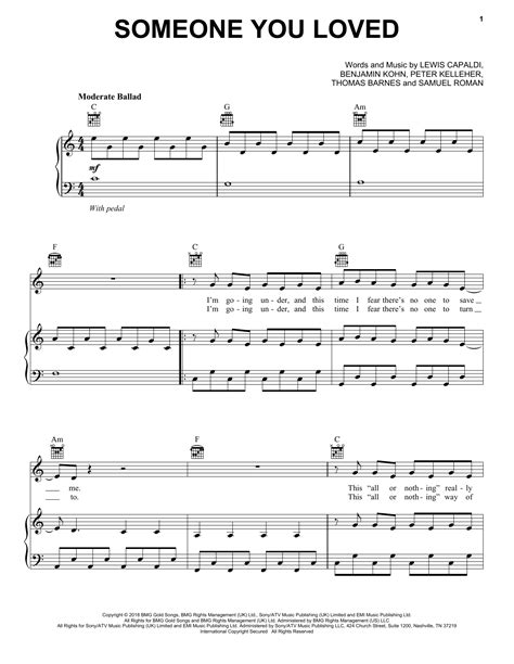 Download Lewis Capaldi "Someone You Loved" Sheet Music & PDF Chords ...