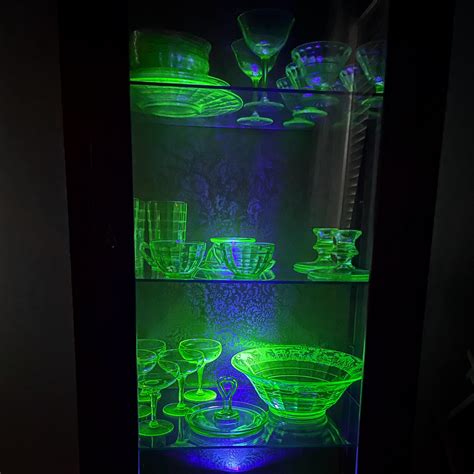 My Collection Of Uranium Glass Got A Cabinet To Show Them Off As A T For Mothers Day