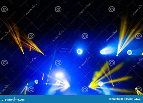 Colorful Concert Lights on Empty Stage Stock Image - Image of equipment ...