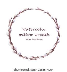 Hand Drawn Watercolor Frame Pussy Willow Stock Illustration 1286544004 Shutterstock