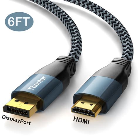 Aiminu Hdmi To Displayport Cable 6ft Nylon Braid Dp To Hdmi Cable Uhd