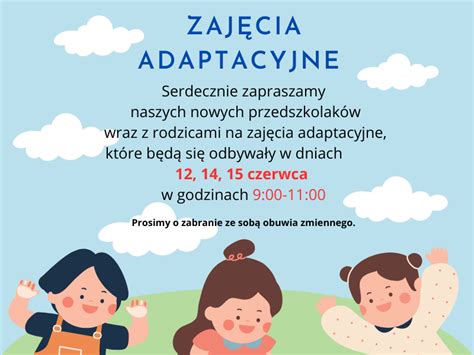 Zaproszenie na zajęcia adaptacyjne Przedszkole Miejskie Świeradów Zdrój