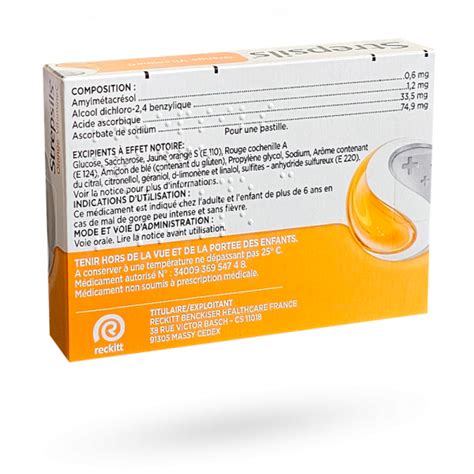 Strepsils Orange Vitamine C Pastilles Sucer Maux De Gorge