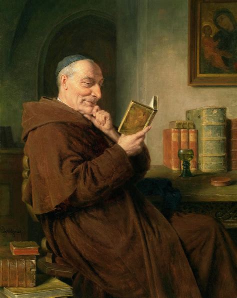 Reading Monk With Wine Glass 1846 1925 Painting By Eduard Von Grutzner