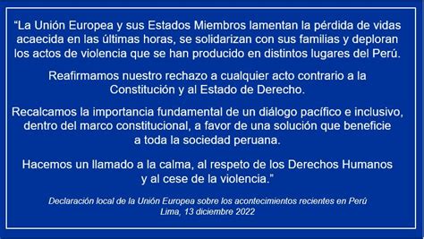 Ue En Per On Twitter Declaraci N Local De La Uni N Europea Sobre Los