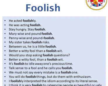 What Is A Sentence For Foolishness How To Use Foolishness In A