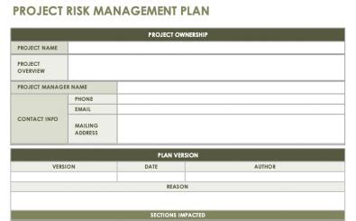 Project Risk Management Plan Template | Excel Templates