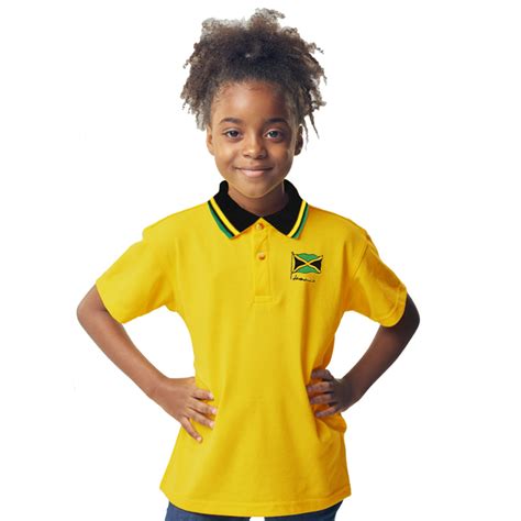 Kids 'Jamaica Flag' Embroidered Jacquard Golf Shirt - Sun Island Jamaica