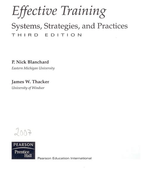 Effective Training Systems Strategies And Practices THIRD EDITION