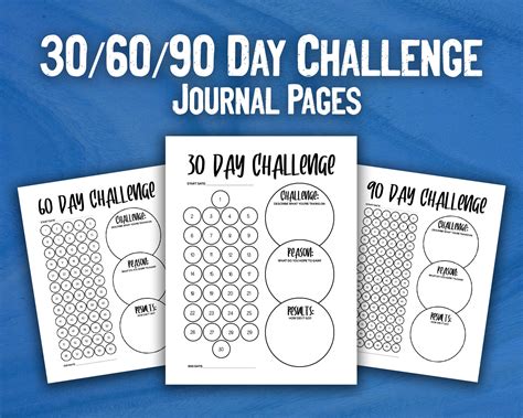 30 60 90 Day Challenge Worksheet Printable Personal Goal Etsy Uk