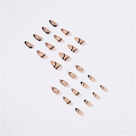 Set Unghii False Press On Adezive Nude Negru EMAG Ro