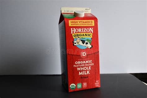 Horizon Organic Whole Milk Half Gallon Carton with Vitamin D Editorial ...