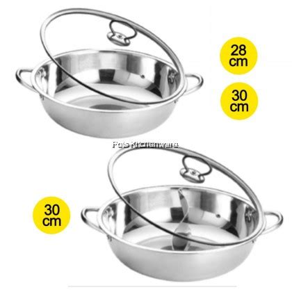 Stainless Steel In Separate Steamboat Hot Pot Divider Pot No Divider Glass Lid Cm Cm
