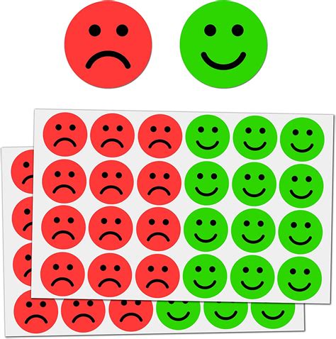 1800 Pack Happy Sad Smiling Face Emotion Stickers 2 5cm Red Green