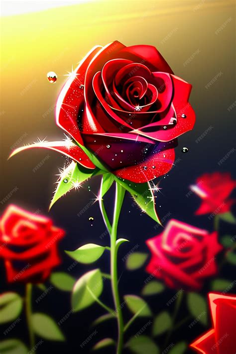 Premium AI Image | Red rose HD wallpaper background illustration cartoon animation design material