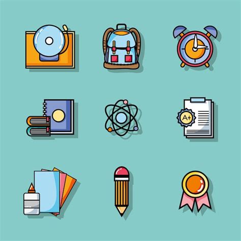 set school tools education  learn premium vector