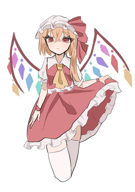 Flandre Scarlet Touhou Highres Girl Ascot Blonde Hair Clothes Lift Crystal Crystal