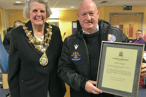 Brent Peters, manager of Bacup Borough Football Club honoured by BBFC