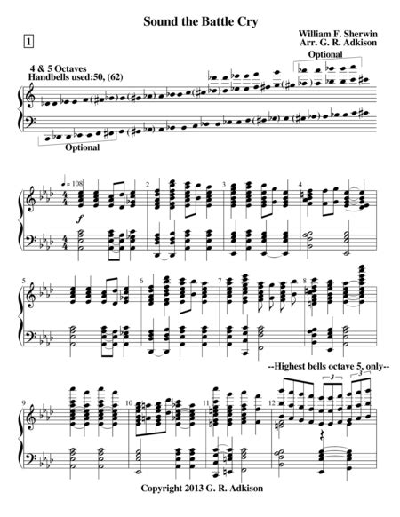 Sound The Battle Cry Sheet Music William F Sherwin Handbells