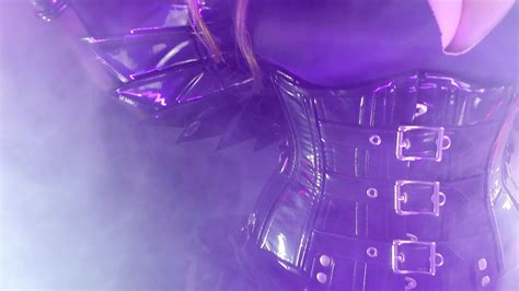 Hot And Shiny Wearing Pvc And Latex Fashion Shoot Backstage Arya Grander Mask Corset Smoke