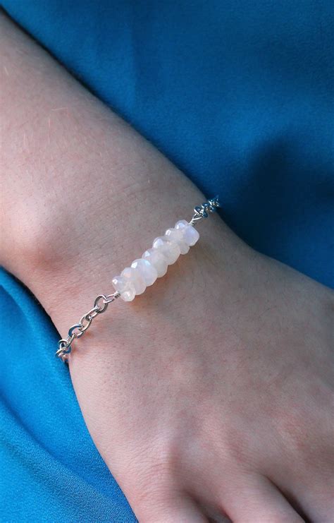 Rainbow Moonstone Bracelet Sterling Moonstone Bracelet June Etsy